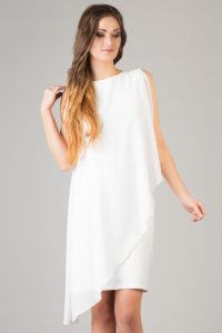 asymetryczna biała sukienka